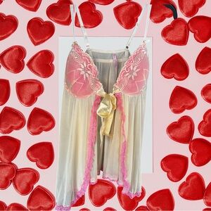 Native Intimates Pink and Cream Lace Chemise